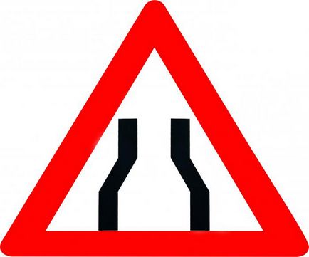 Semnul unui triunghi roșu pe drum