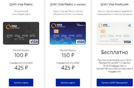 Bancare carte de kiwi (Qiwi) viză - virtuale și din material plastic