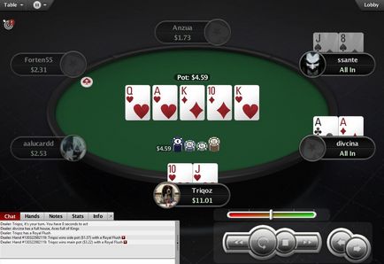 Royal Flush în poker, probabilitatea de a aduna combinației