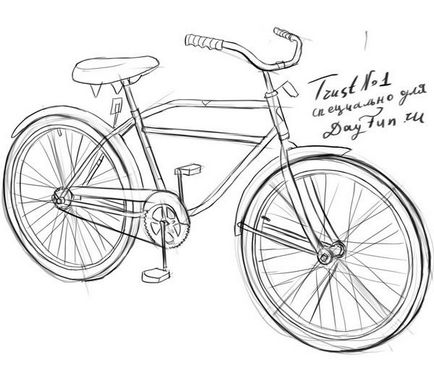Cum de a desena o bicicletă creion etapele 1
