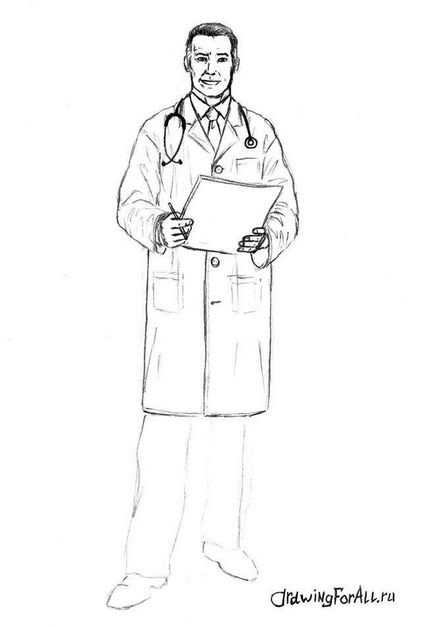 Cum de a desena un medic, creion doctor în etape