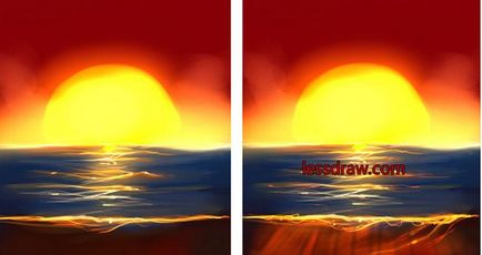 Cum să atragă un apus de soare pe mare în etape, lessdraw