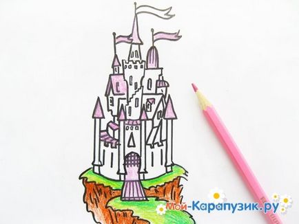 Cum de a desena un castel creion în etape