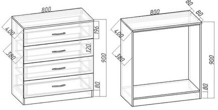Cum sa faci un dulap cu sertare, cu nuanțe mâinile lor, scheme și desene de asamblare