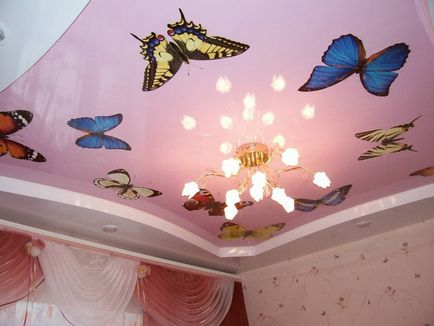 Plafoane întinse cu imagini foto de imprimare și tipuri de desene, recenzii, interior (poze) Plafoane întinse cu imagini foto de imprimare și tipuri de desene, comentarii, Interior