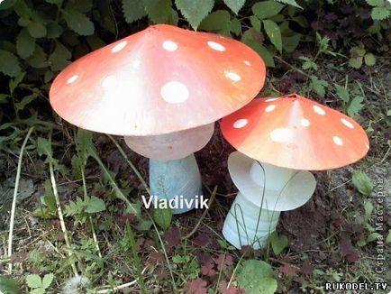 Artizanat pentru grădină - acoperi ciuperci agaric - din sticle de plastic, cu propriile lor mâini - meserii pentru grădină -