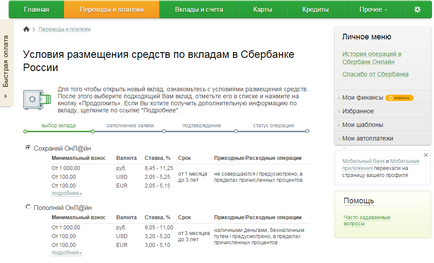 Procedura de deschidere a depozitelor în Sberbank Online - investitor la 100