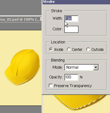 Desenați casca pictograma de construcție (Instrumentul Selecție directă) Desenați icon casca de construcții
