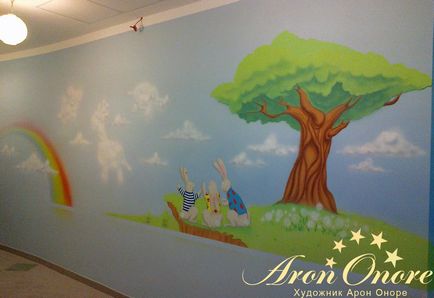 Desene pe pereți din Spitalul de Copii Murals, studio Aron Onore (poze arta de perete spital de pictura pentru copii) Desene pe pereți din Spitalul de Copii Murals, studio Aron Onore