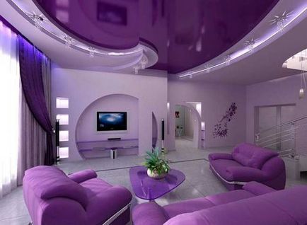Lilac suspendat plafon fotografie violet interior