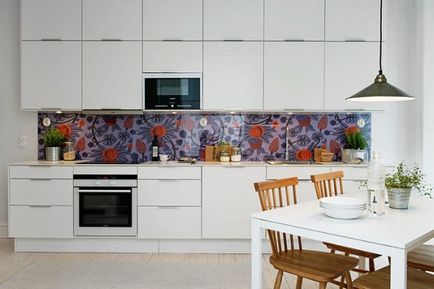 Wallpaper în design de fotografie bucătărie pentru o mică, inserând pereții interiori, lipicioase, combinate,
