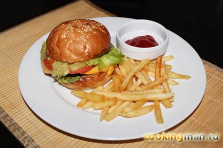 Cheeseburger - gătit pentru bărbați (brânză de tip sandwich) Cheeseburger - gătit pentru bărbați
