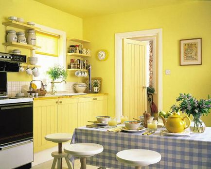 Proiectarea pereților în culoarea bucătărie, fotografie, idei