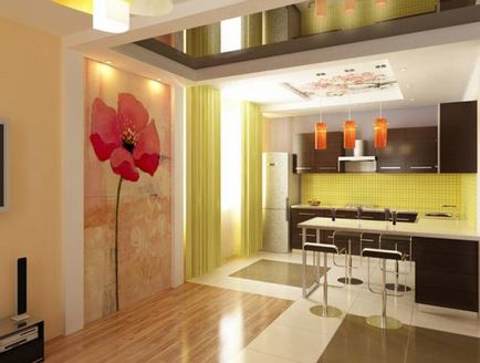 Proiectarea pereților în culoarea bucătărie, fotografie, idei