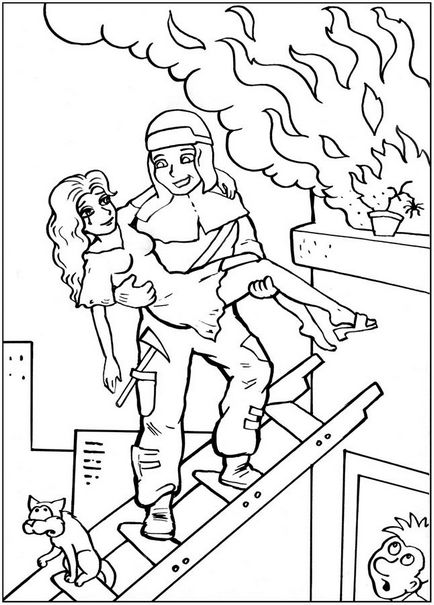 Cum de a desena un pompier și un camion de foc în etape creion pentru  începători