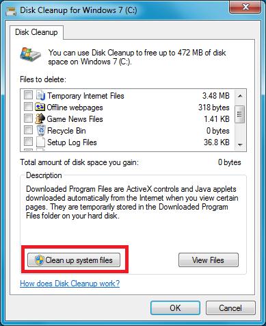 Cum pentru a curăța discul de sistem, ștergerea de upgrade învechit în Windows 7 SP1, ferestre pentru sistem