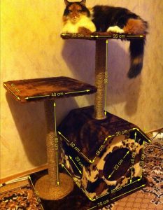 Cum sa faci un post scratching pentru pisica cu propriile sale mâini (50 poze) kogtedralka din lemn, cu o casa dryapka