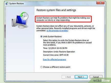 Cum de a rula un sistem de restaurare (recuperare) Cum de a rula Restaurare sistem