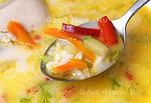 Supa de pui cu brânză - reteta cu pas cu pas fotografii