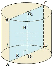secțiune axială pe diagonală cu formula cilindru