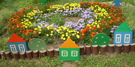 paturi de aranjamente florale din curtea unei case private - în căutarea video stilul său