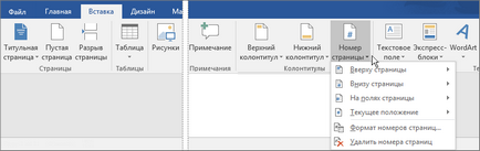 Adăugarea de numere de pagină în Word (camere) Adăugarea de numere de pagină în Word