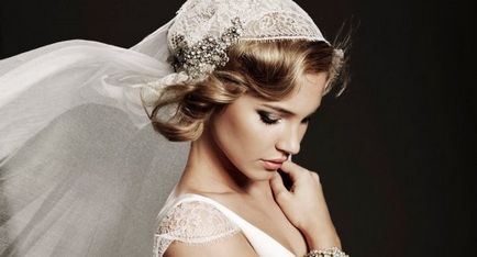 Capul de mireasa rochie de păr scurt pentru nunta