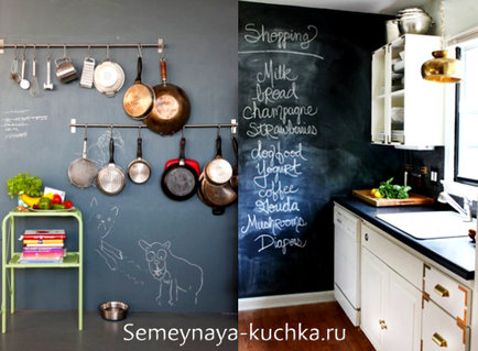 placi de ardezie și cretă (și pereți) - cu mâinile în bucătărie, gramada de familie