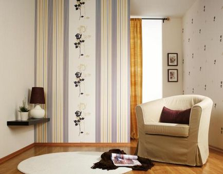 Cât de frumos tapet pokleit în sala de două culori interioare foto cu opțiuni decorative