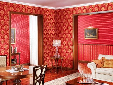 Cât de frumos tapet pokleit în sala de două culori interioare foto cu opțiuni decorative