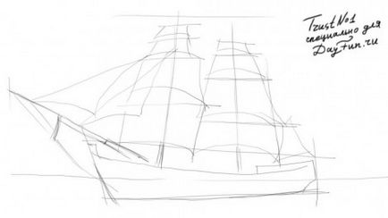 Cum de a desena un creion etape barcă cu pânze