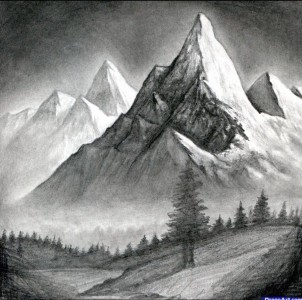 Cum de a desena un peisaj cu munți în etape creion - lectii de desen - utile cu privire la artsphera