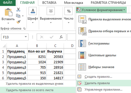 Cum de a elimina formatarea condițională în Excel (formatare) Cum de a elimina formatarea condițională în Excel