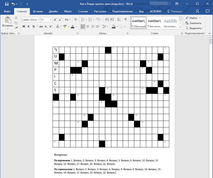 Cum sa faci Word Crossword