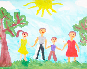 Psihologia de desene importanta pentru copii a imaginii de familie, un om acasă
