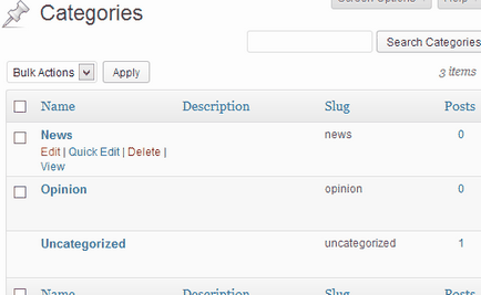 Categorii WordPress - ce categorii Categorii
