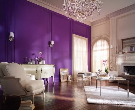 Combinația de culoare violet, în interior - nuanțe, design, fotografie