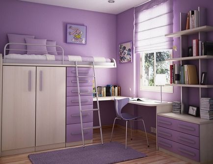 Combinația de culoare violet, în interior - nuanțe, design, fotografie