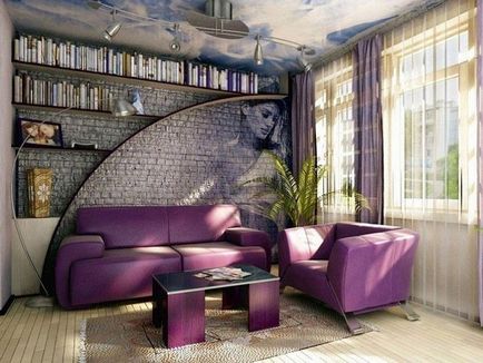 Combinația de culoare violet, în interior - nuanțe, design, fotografie