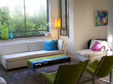 O combinație de combinații de culori verzi de interior în camere de design