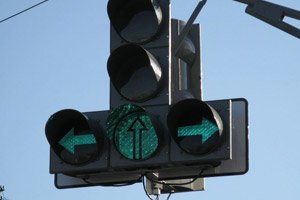 Semafor cu semnale de secțiune suplimentare și reguli de conducere