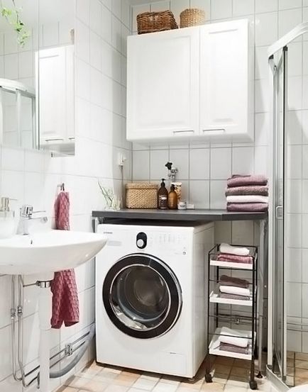 Instalați mașina de spălat în instrucțiunile de instalare baie sunt într-o cameră mică