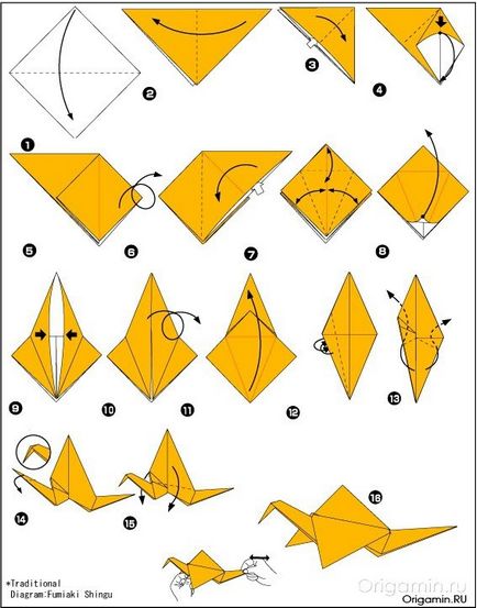 hârtie origami Macara cu mâinile și un circuit de film