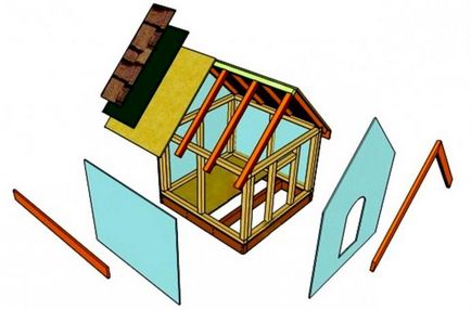Casa din lemn pentru copilul cu mâinile sale desene, fotografii