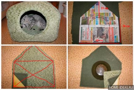 casă mică pentru o pisica cu mâinile sale desene dimensionale, atelier video de