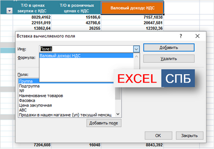 Schimbarea câmp calculat în tabelul pivot - Excel St Petersburg