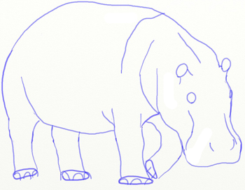 Cum de a desena o imagine Hippo Hippo în etape