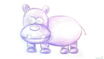 Cum de a desena un hipopotam cu creioane