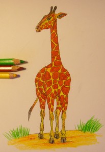 Cum de a desena o girafă, un simplu pas cu pas de desen, copilul meu