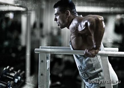Coboara - cum ar fi push-up-uri de pe bare (cum ar fi push-up-uri de pe bare) Dips - cum ar fi push-up-uri de pe bare